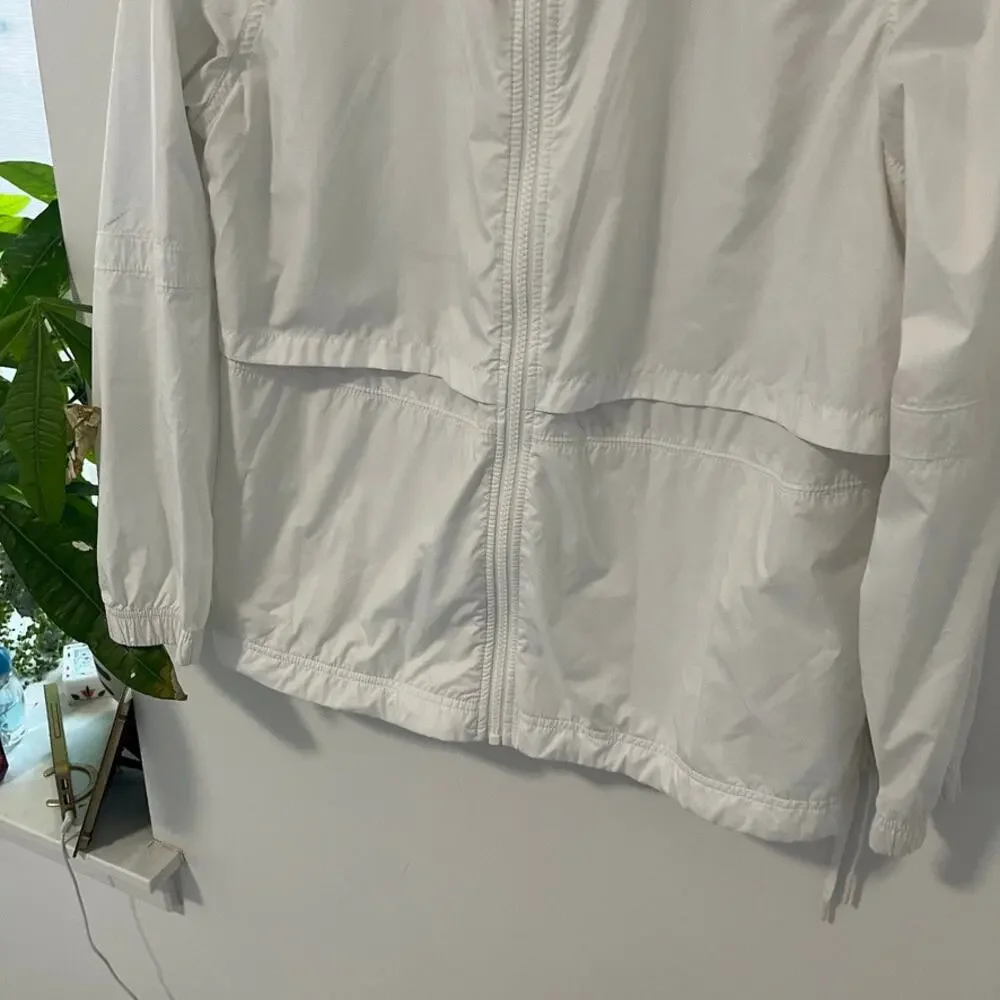 Nike White Woven Windbreaker Jacket Size Medium